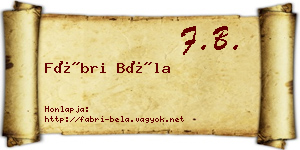 Fábri Béla névjegykártya
