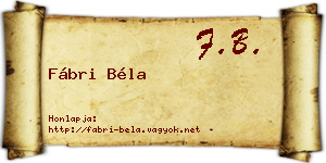 Fábri Béla névjegykártya
